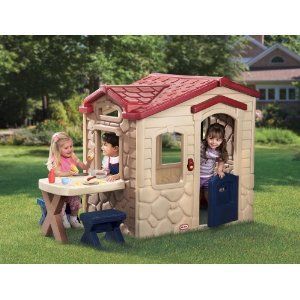 Children Outdoor Picnic Patio Playhouse w Oven 2 Stools