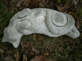 Vintage Concrete Lying Sleeping Cat Garden Statue Cement Lawn Ornament 