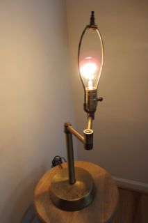Vintage Chilo & Lnch Adjustable Brass Table Lamp w Coil Up Cord Works 