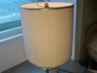 Vintage Hand Painted Ceramic Flow Blue Tabac Jar Crock Style 19 Lamp 
