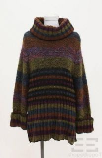 Christian Lacroix Metallic Multi Color Striped Turtleneck Sweater Size 