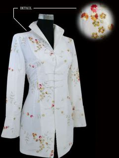 Chinese Womens Embroidery Paillette Long White Jacket Coat Dress s 