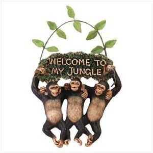 Happy Chimpanzees/Monkeys & Vine WELCOME To My Jungle Hanging SIGN 