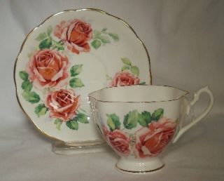 QUEEN ANNE china LADY MARGARET pattern Cup & Saucer Set   Fluted