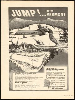 1956 print ad jump into vermont chittenden industral vintage 
