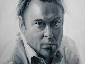 Christopher Hitchens Black & White Acrylic Portrait Framed Canvas 