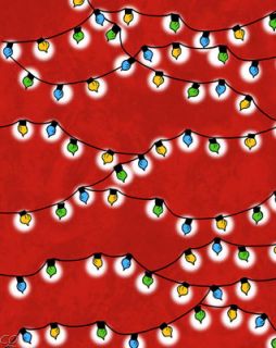 Peanuts Charlie Brown Christmas Time Tree Lights Red Fat Quarter