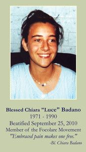 Blessed Chiara Luce Badano Holy Card Embraced Pain Makes One Free 
