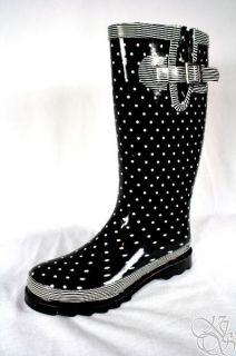 Chooka Signature Classy Classic Polka Dot Rubber Rainboots Rain Boots 