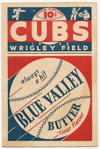 1932 Chicago Cubs Pirates Scorecard/Program Cubs Win