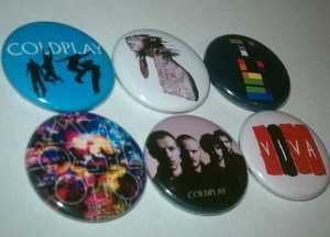 6X Coldplay Buttons Badges Shirt Pins Chris Martin New