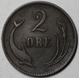 1874 Denmark Bronze 2 Ore Christian IX First Year of Issue
