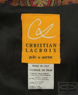 Christian Lacroix 2Pc Cranberry & Gold Brocade Jacket & Skirt Suit Set 