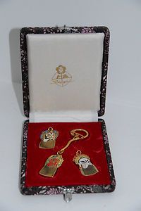 Chinese Opera Mask Keychain And Pendant Set Gold Boxed Gift Set