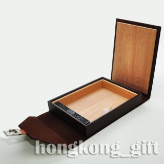 Cigar Case Leather Wooden Wood Gift Box Bag Travel Humidor Humidifier 
