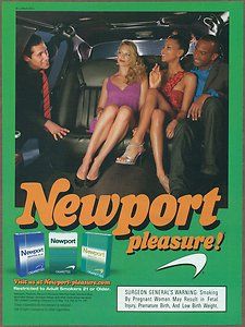 Newport Cigarettes 2012 print ad / magazine advertisement, limo, Free 