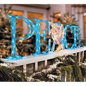 OUTDOOR LIGHTED CHRISTMAS PEACE DOVE SIGN Yard Art Display Holiday 
