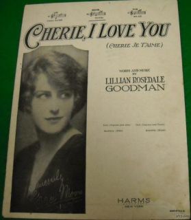 Cherie I Love You 1926 Goodman Grace Moore