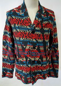Obey Clothing Cherokee Mens Cardigan Sweater Native American Art Blk 