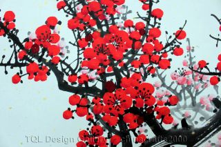 Sale 47 Red Cherry Blossom Tree Original Modern Asian Art Watercolor 