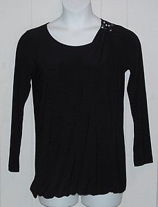 Simply Chloe Dao Knit Top w Brooch Size s Black