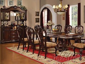 Anondale cherry finish rustic dining set chairs arm chair expandable 