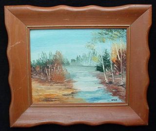 River Bank Cherryfield Maine Oil Painting Signed Neves