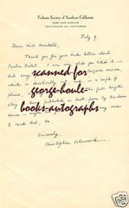 Christopher Isherwood Letter Prater Violet 1945