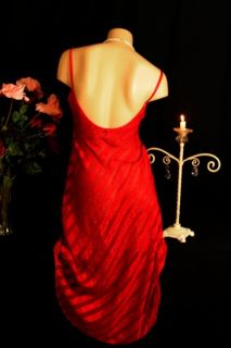 Vtg~LUCIE ANN II~Rich Red Long Satin Semi Sheer Nightgown S