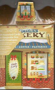 Assortment Christmas Cards Keepsake Box Old Town Bakery DONUTS COFFEE 