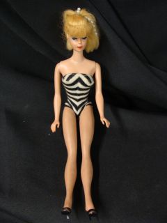 Mattel Blonde Pony Tail Barbie 1958 5 or 6 Japan Blue Eyes Zebra Suit