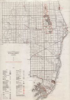 ST. CLAIR COUNTY MICHIGAN authentic Vintage Map PORT HURON 14x17