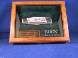 Buck 1991 Custom 110 Chris Columbus Collector Knife White Handles