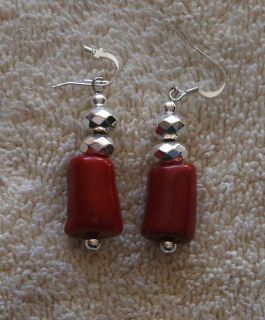 Beautiful Pair of Large Silver and Branch Coral Earrings