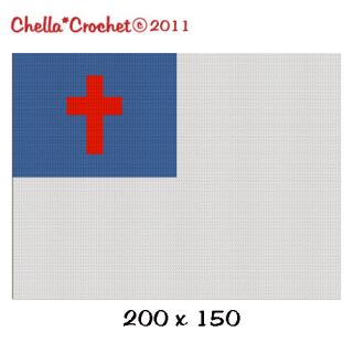 Christian Cross Blue Field Flag Banner Afghan Blanket Crochet Pattern