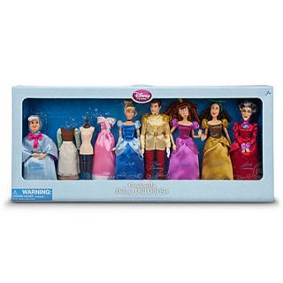 Disney Cinderella Doll Gift Set w/ 6 Poseable Dolls 2 Dresses & Dress