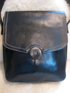Christopher Kon Black Leather Cross Body Field Shoulder Messenger Bag