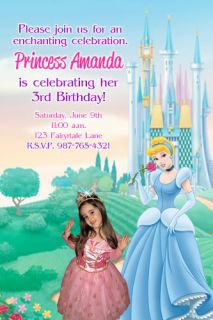  Disney Princess Cinderella Birthday Party Photo Invitation