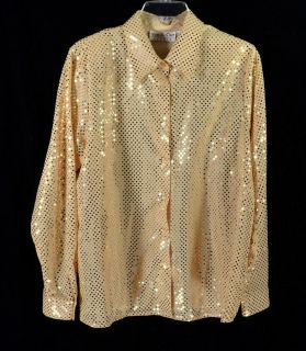 Yves St Clair Gold with Gold Metallic Dots Button Down Long Sleeve
