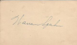 Warren Spahn Autographed 1952 Government Postcard D 03 Braves HOF