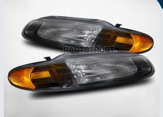 96 00 Chrysler Sebring Convertible Crystal Black Blk Headlights LH RH