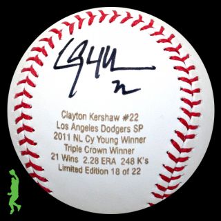 Clayton Kershaw Signed Auto 2011 CY Young Triple Crown Baseball Ball