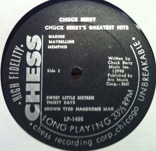 Chuck Berry Greatest Hits LP VG LP 1485 Vinyl Chess Mono 1964 No Cover