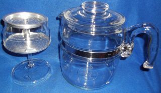 Vintage Pyrex 6 Cup Glass Percolator Coffee Pot Stove Top Flameware