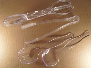 Clear Plastic Serving Spoons Forks Tongs Scissors Tongs