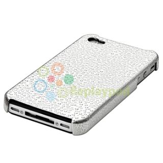 Silver Silver Hard Water Drop Clear Side Skin Case for iPhone 4 4S
