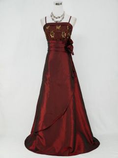 CHERLONE CLEARANCE Plus Size Satin Burgundy Wedding Evening Gown Dress