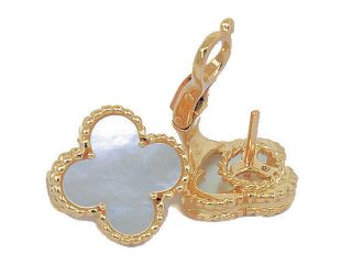 Van Cleef & Arpels MOP & 18K gold vintage ALHAMBRA earrings, MINT