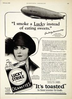 1929 Ad Lucky Strike Cigarettes Lady Grace Drummon Hay Tobacco Graf
