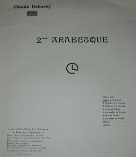 2EME Arabesque Claude Debussy A 4 Mains Infrench Last Item